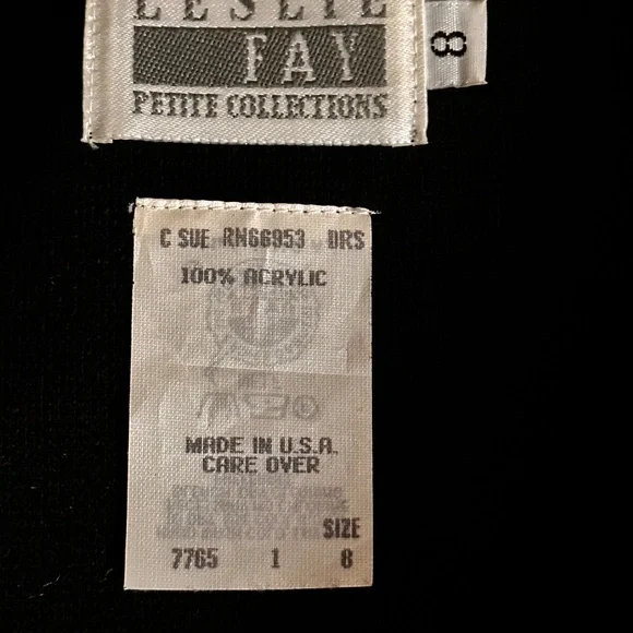 Black and Gold " Military Look" 80s Coat Dress by Leslie Fay Petites - Sz 8 - Picture 13 of 14